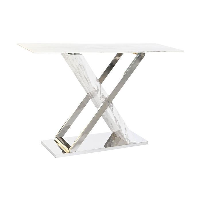 Consolă DKD Home Decor Alb Gri Argintiu Geam Oțel 120 x 40 x 75 cm