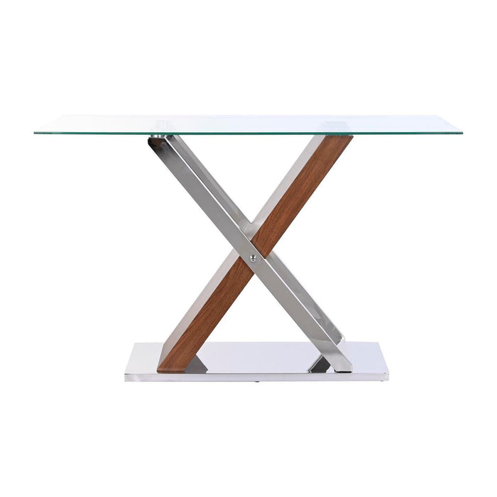 Console DKD Home Decor Transparent Argintiu Maro închis Geam Oțel 120 x 40 x 75 cm