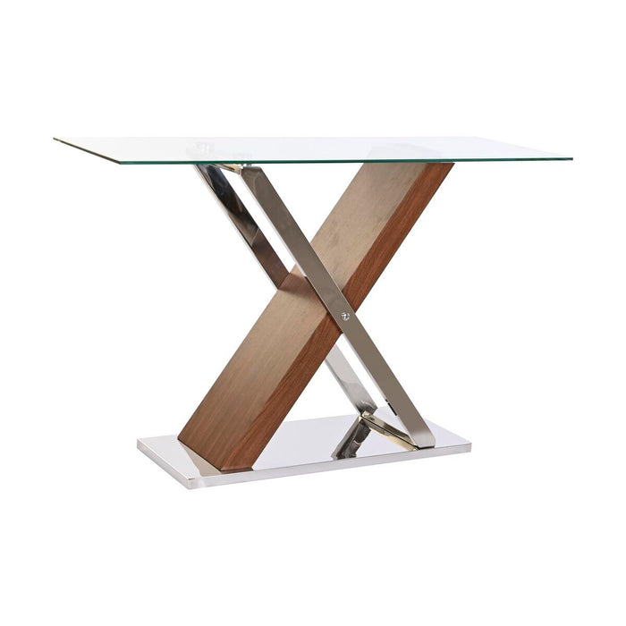Console DKD Home Decor Transparent Argintiu Maro închis Geam Oțel 120 x 40 x 75 cm