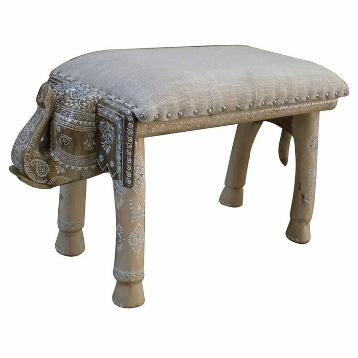 Banchetă DKD Home Decor Elefant Alb Natural Lemn de mango 65 x 31,7 x 38 cm