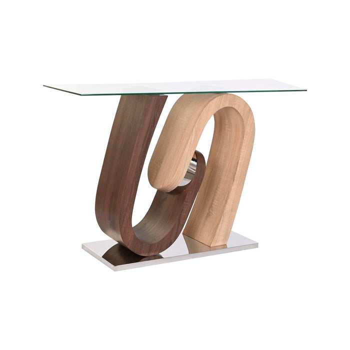 Console DKD Home Decor Lemn MDF Natural Maro Transparent Argintiu Oțel 120 x 40 x 76 cm