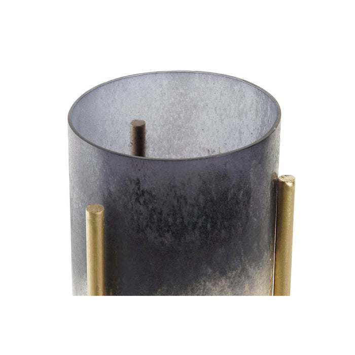 Suport de Lumânări DKD Home Decor 10 x 10 x 23 cm Geam Auriu* Metal Bicolor
