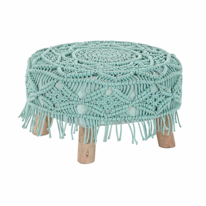 Suport pentru Picioare DKD Home Decor 53 x 53 x 31 cm Natural Lemn Maro Verde 50 x 50 x 30 cm Macrame Boho