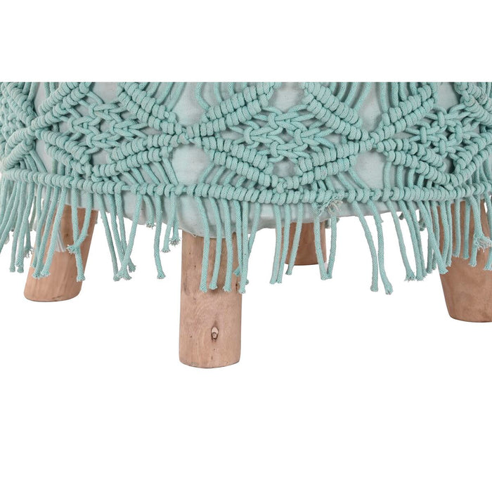 Suport pentru Picioare DKD Home Decor 53 x 53 x 31 cm Natural Lemn Maro Verde 50 x 50 x 30 cm Macrame Boho