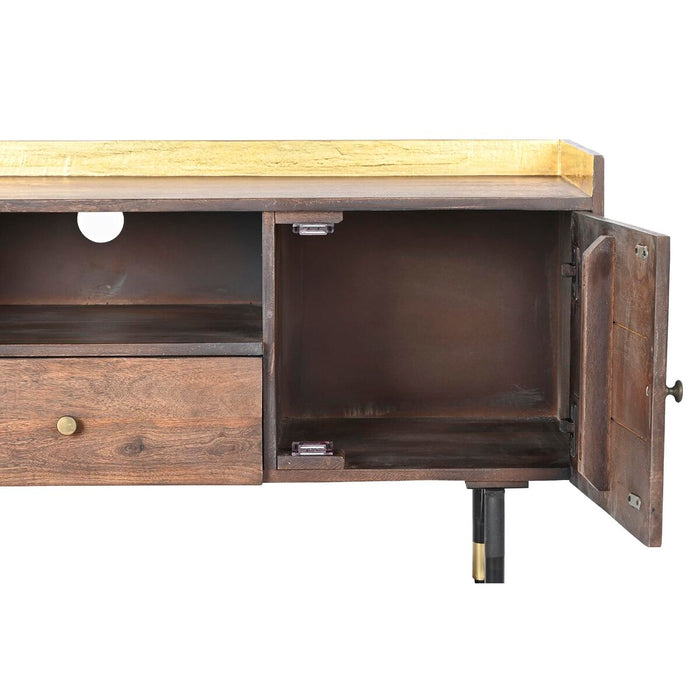 Mobilă TV DKD Home Decor Maro închis Metal Lemn de mango (130 x 45 x 60 cm)