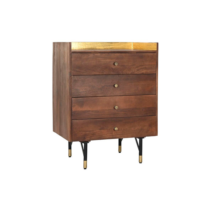 Comodă DKD Home Decor Negru Auriu* Metal Maro închis Lemn de mango Modern (70 x 45 x 92 cm)