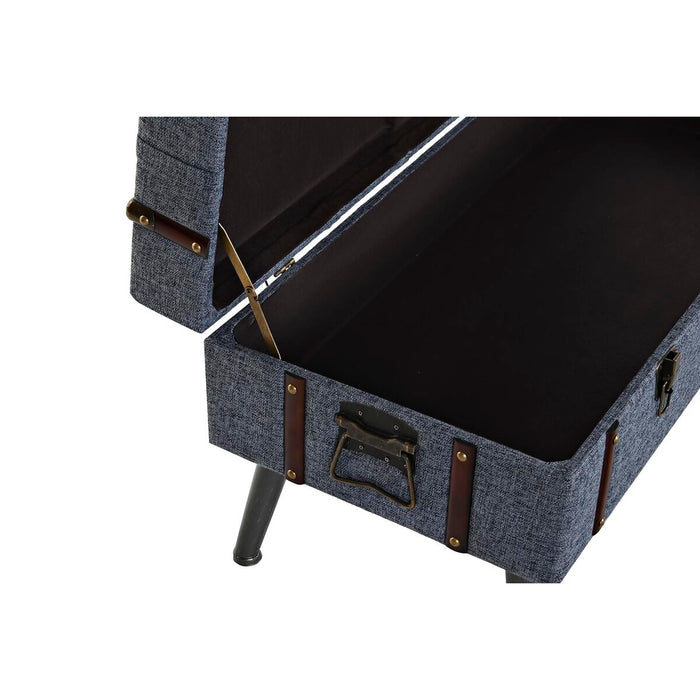 Cufăr de depozitare cu scaun DKD Home Decor Albastru Metal Poliester MDF (102 x 42 x 42 cm)
