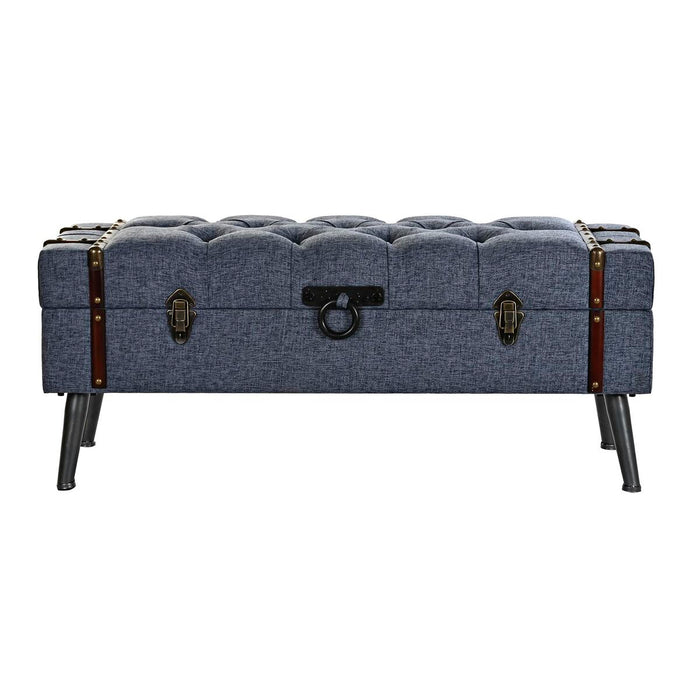 Cufăr de depozitare cu scaun DKD Home Decor Albastru Metal Poliester MDF (102 x 42 x 42 cm)