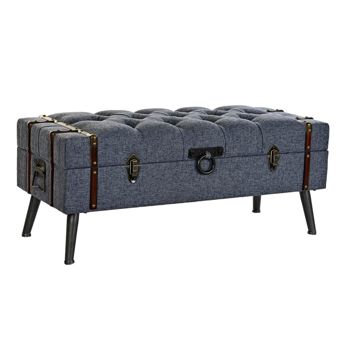 Cufăr de depozitare cu scaun DKD Home Decor Albastru Metal Poliester MDF (102 x 42 x 42 cm)