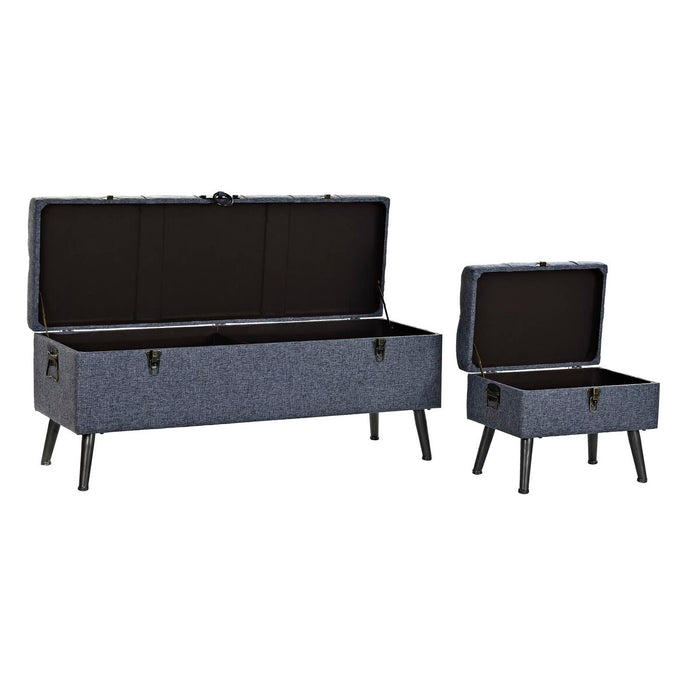 Cufăr de depozitare cu scaun DKD Home Decor Albastru Metal Poliester MDF (121 x 42 x 53 cm)