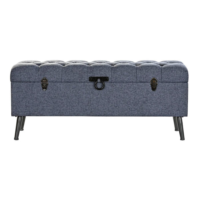 Cufăr de depozitare cu scaun DKD Home Decor Albastru Metal Poliester MDF (121 x 42 x 53 cm)