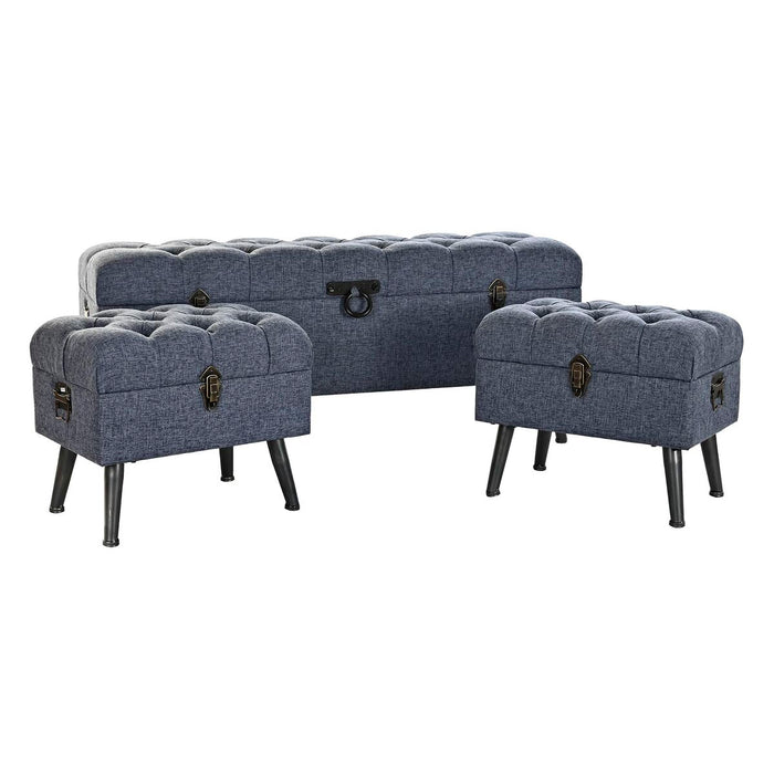 Cufăr de depozitare cu scaun DKD Home Decor Albastru Metal Poliester MDF (121 x 42 x 53 cm)