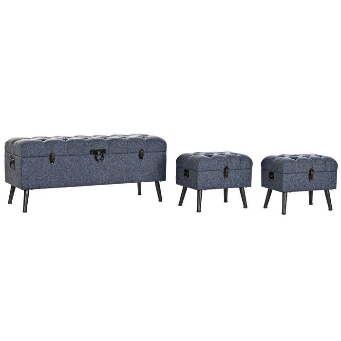 Cufăr de depozitare cu scaun DKD Home Decor Albastru Metal Poliester MDF (121 x 42 x 53 cm)