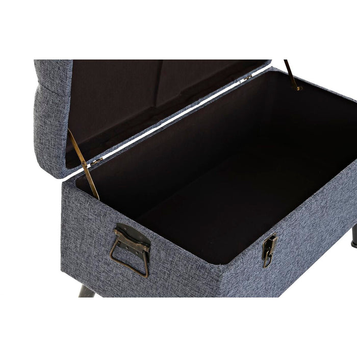 Cufăr de depozitare cu scaun DKD Home Decor Albastru Metal Poliester MDF (81 x 42 x 52 cm)