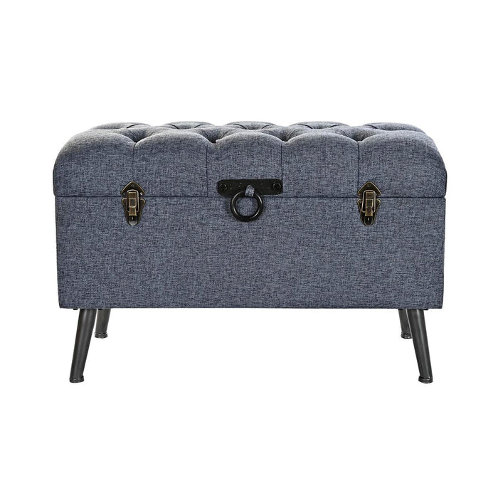 Cufăr de depozitare cu scaun DKD Home Decor Albastru Metal Poliester MDF (81 x 42 x 52 cm)
