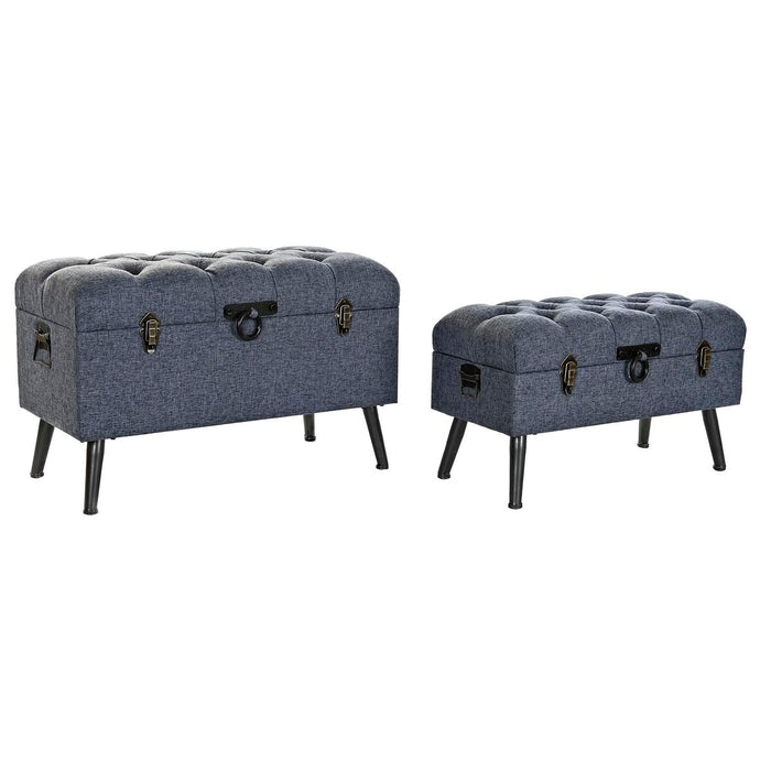 Cufăr de depozitare cu scaun DKD Home Decor Albastru Metal Poliester MDF (81 x 42 x 52 cm)