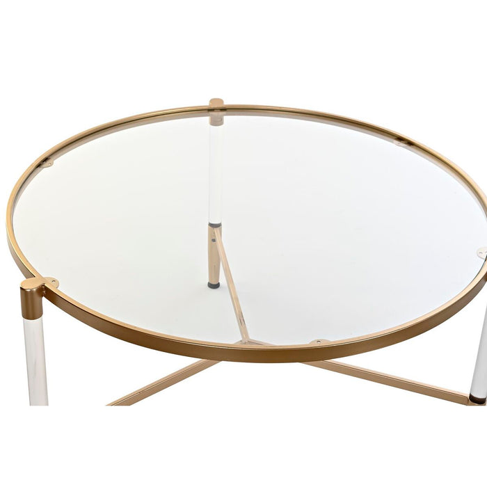 Masa de Cafea DKD Home Decor Glamour Transparent Auriu* Acrilic Metal 87 x 87 x 50 cm