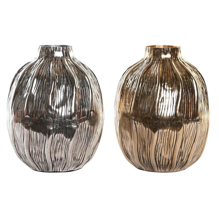 Vază DKD Home Decor Argintiu Auriu* Aluminiu Modern 20 x 20 x 26 cm (2 Unități)