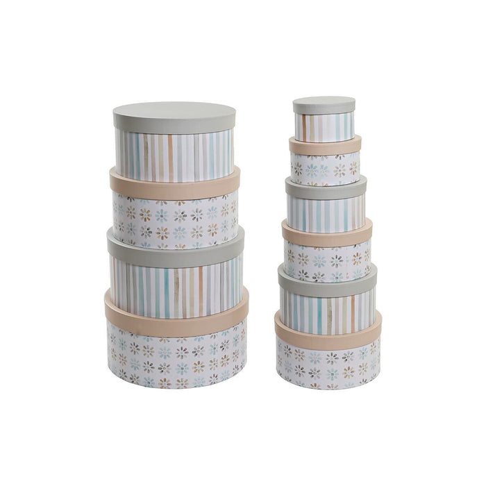 Set de cutii de depozitare, cu posibilitate de stivuire DKD Home Decor Multicolor Carton 37,5 x 37,5 x 18 cm