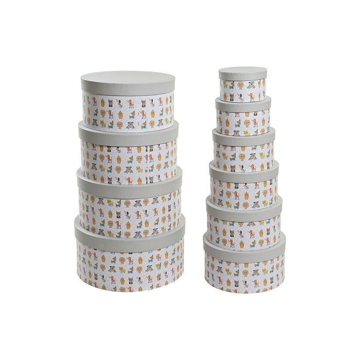 Cutie Multifuncțională DKD Home Decor Alb Infantil Multicolor Květiny Carton (37,5 x 37,5 x 18 cm)