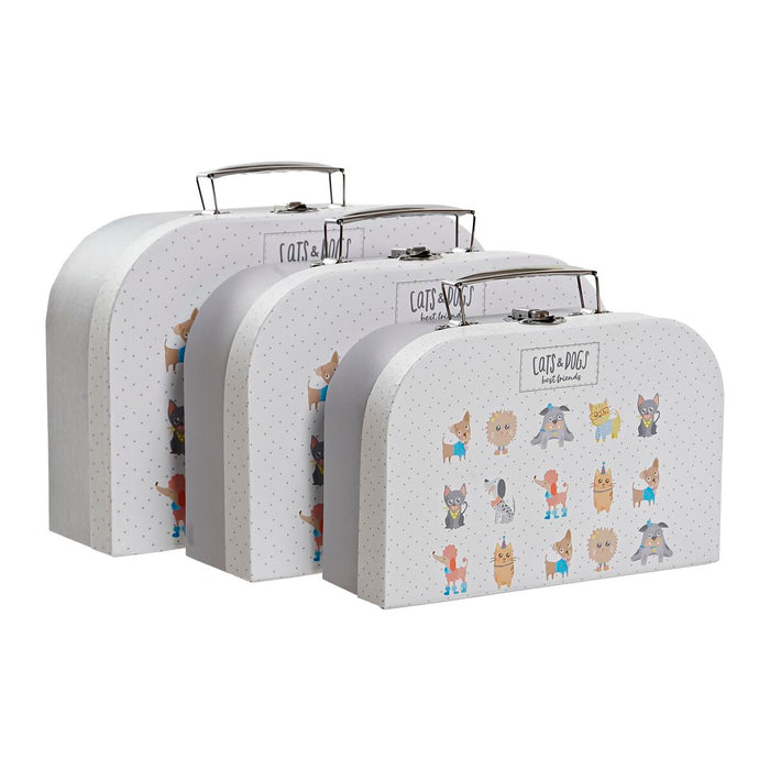 Set de Cutii Decorative DKD Home Decor Animale de Companie Alb Metal Carton 28 x 9,5 x 20 cm