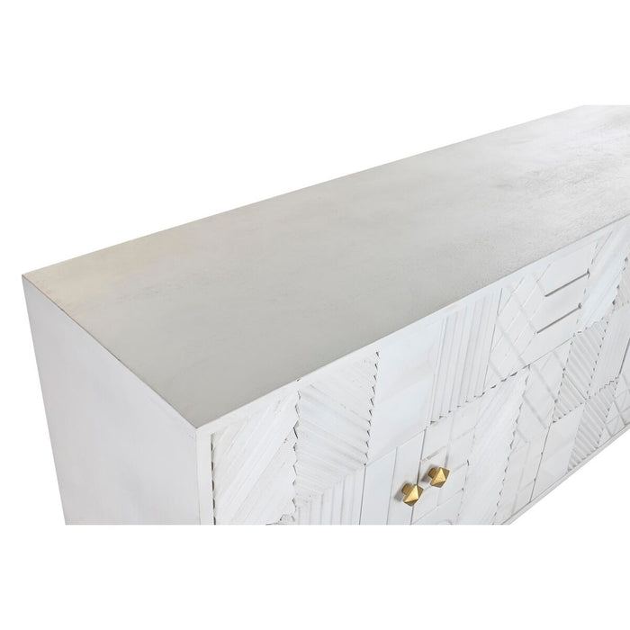 Servantă DKD Home Decor Romb Alb Alamă Lemn de mango (157 x 43 x 84 cm)
