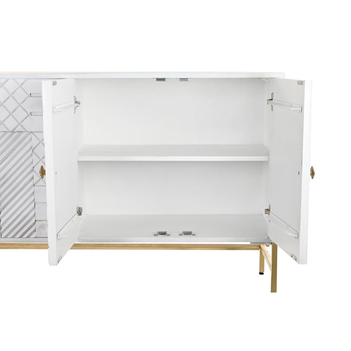 Servantă DKD Home Decor Romb Alb Alamă Lemn de mango (157 x 43 x 84 cm)