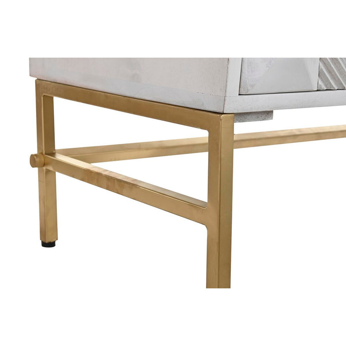 Servantă DKD Home Decor Romb Alb Alamă Lemn de mango (157 x 43 x 84 cm)