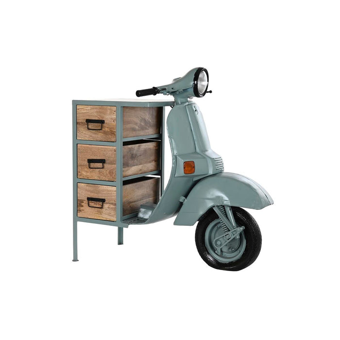 Dulap cu Sertare DKD Home Decor Albastru Metal Maro Motocicletă Lemn de mango Uzat (100 x 67 x 105 cm)