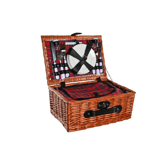 Coș DKD Home Decor Picnic Roșu Natural răchită 48 x 28 x 18 cm