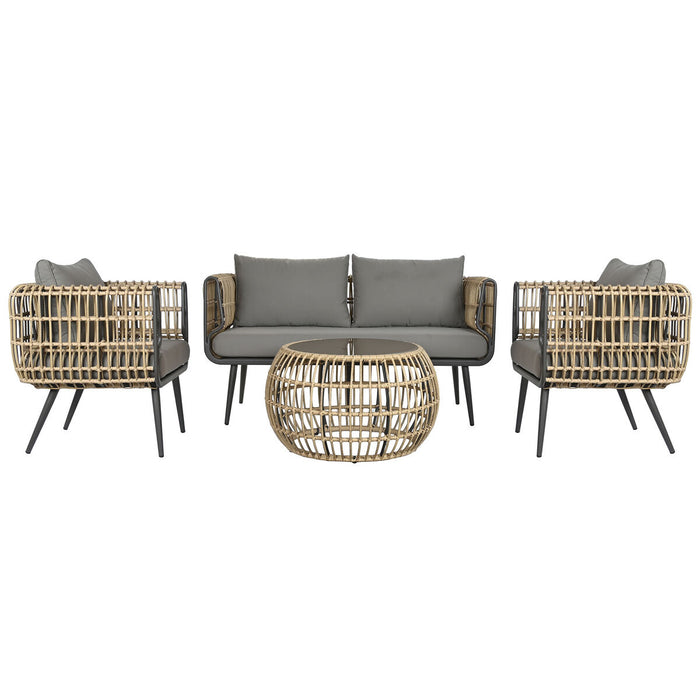 Set masă cu Trei scaune DKD Home Decor Maro Aluminiu ratan sintetic 144 x 67 x 74 cm