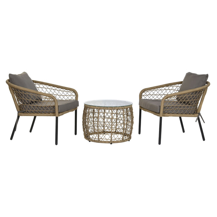 Set de Masă cu 2 Scaune DKD Home Decor ratan sintetic Oțel (68 x 73,5 x 66,5 cm)