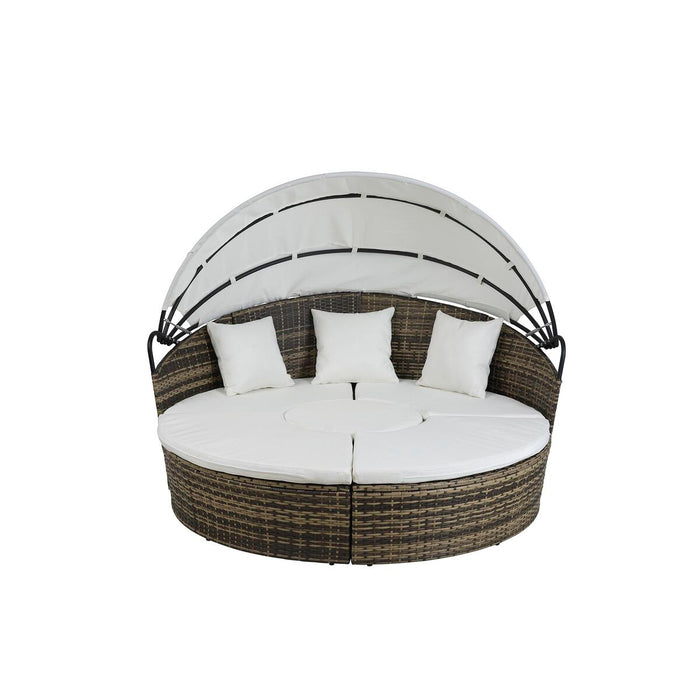 Pat pentru Grădină DKD Home Decor Alb Aluminiu Oțel ratan sintetic 175 x 175 x 145 cm