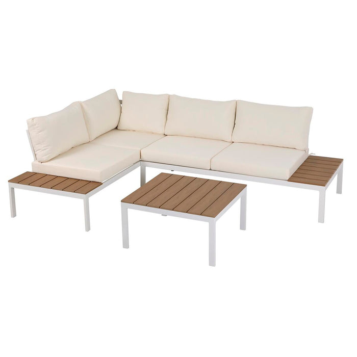 Canapea de Grădină DKD Home Decor Gri Alb Oțel Rășină (212 x 155 x 79 cm)