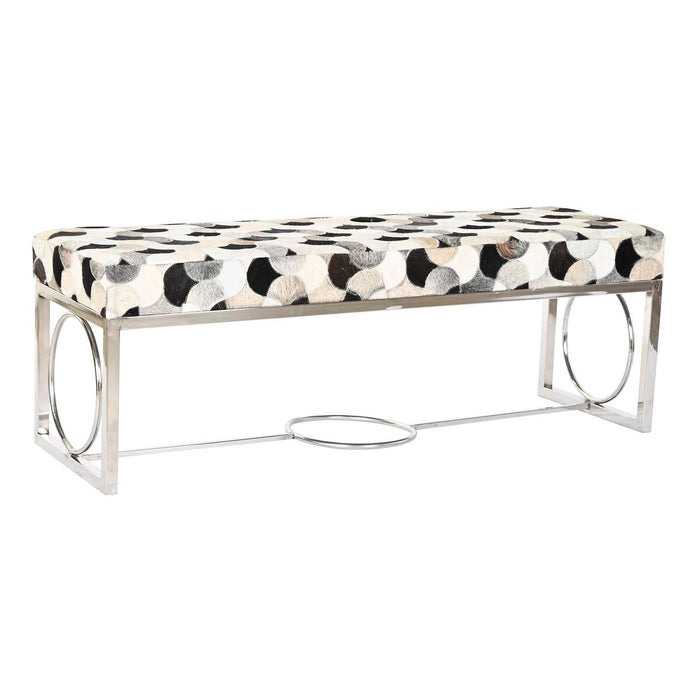 Banchetă DKD Home Decor Alb Maro Negru Argintiu Oțel 122 x 41 x 44 cm