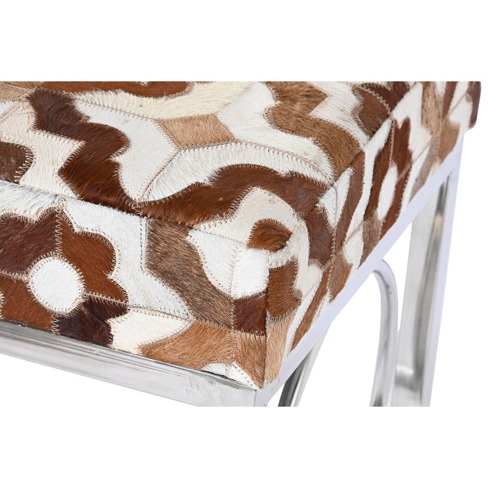 Banchetă DKD Home Decor Maro Oțel Piele Alb (122 x 41 x 44 cm)