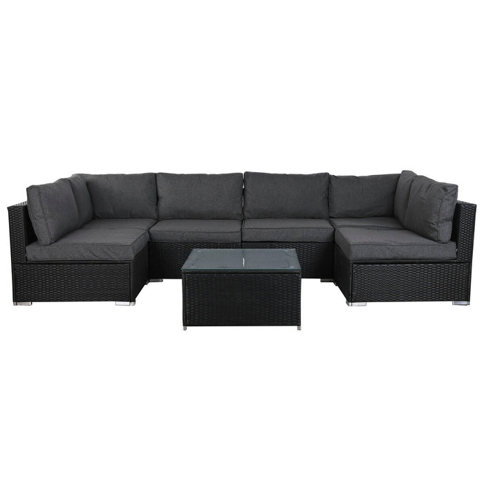 Canapea de Grădină DKD Home Decor 300 x 150 x 65,5 cm 71 x 81 x 67 cm Oțel Sticlă Temperată