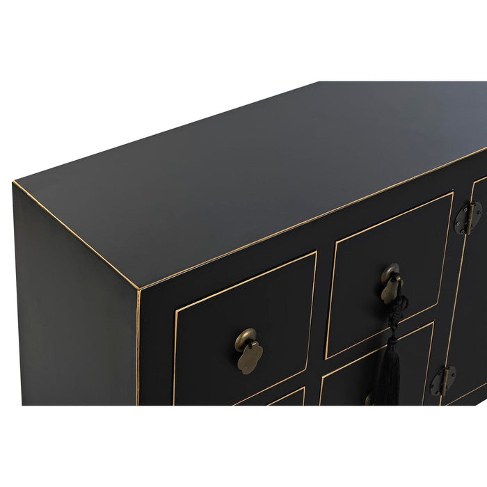 Mobilă TV DKD Home Decor Negru Oriental Alb Auriu* Alb/Negru Metal Brad Lemn MDF 130 x 26 x 51 cm