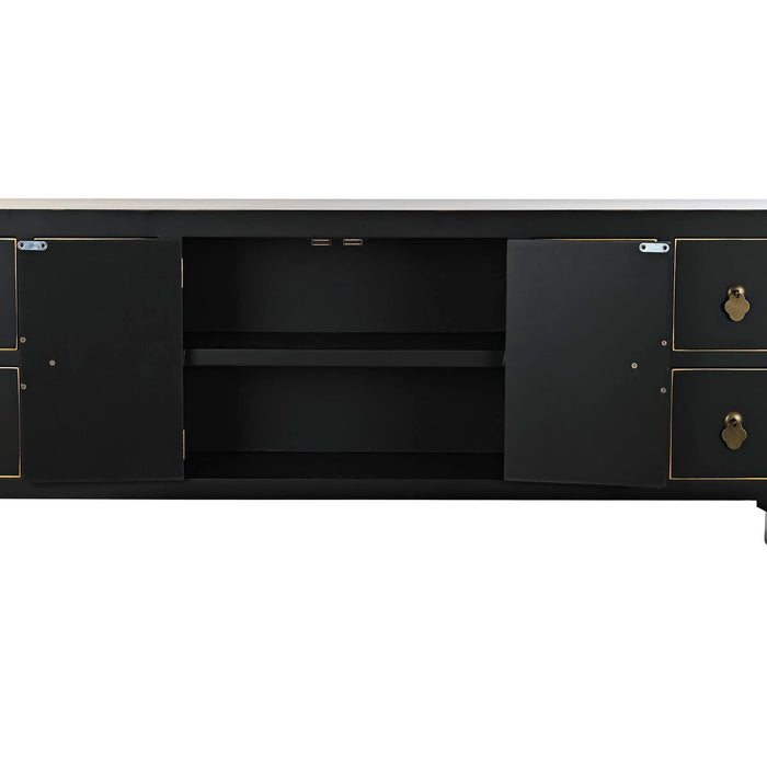 Mobilă TV DKD Home Decor Negru Oriental Alb Auriu* Alb/Negru Metal Brad Lemn MDF 130 x 26 x 51 cm