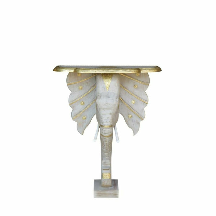 Consolă DKD Home Decor Elefant Alb Gri Auriu* Alamă Lemn de mango 80 x 30 x 96 cm