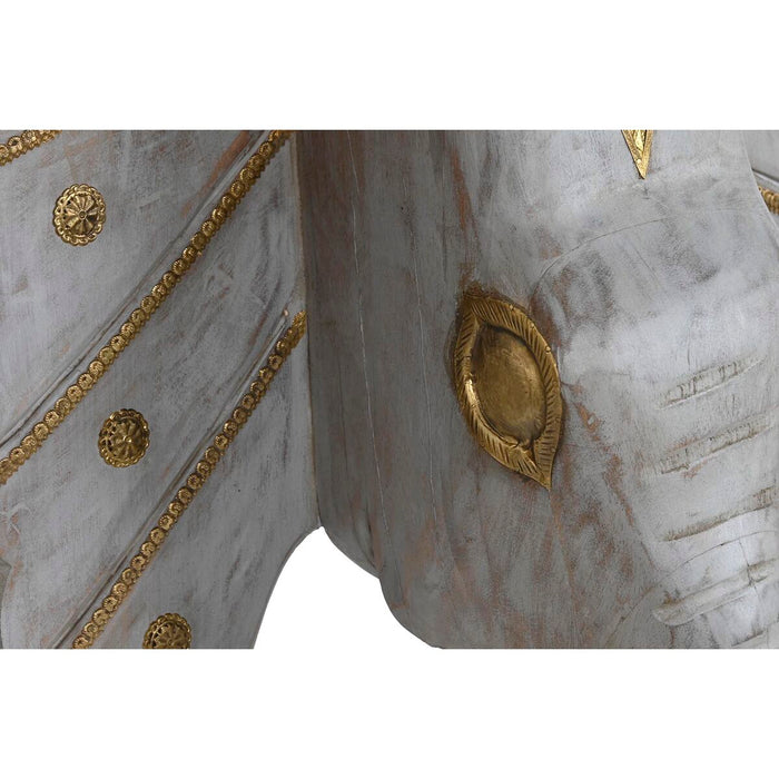 Consolă DKD Home Decor Elefant Alb Gri Auriu* Alamă Lemn de mango 80 x 30 x 96 cm