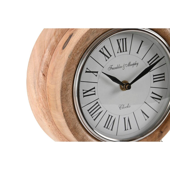 Stolní hodiny DKD Home Decor 18 x 10,5 x 24 cm Natural Argintiu Aluminiu Lemn de mango Tradiţional