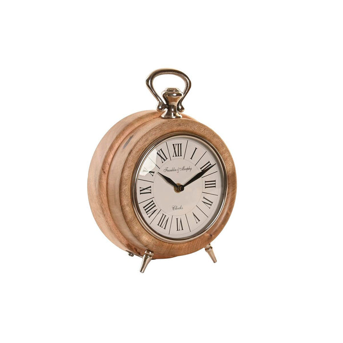 Stolní hodiny DKD Home Decor 18 x 10,5 x 24 cm Natural Argintiu Aluminiu Lemn de mango Tradiţional