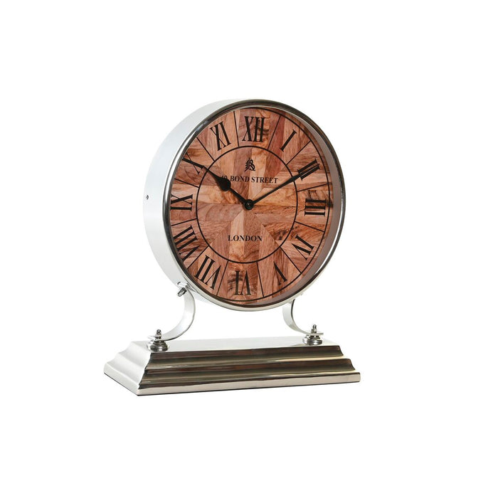 Stolní hodiny DKD Home Decor 30 x 9,5 x 33 cm Natural Argintiu Aluminiu Lemn de mango Tradiţional