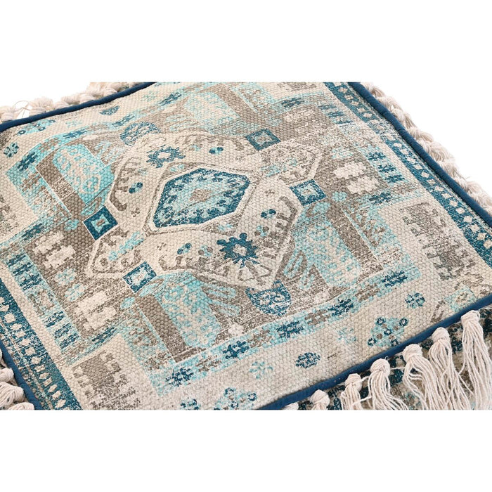 Puff DKD Home Decor Casablanca Albastru Franjuri 40 x 40 x 40 cm