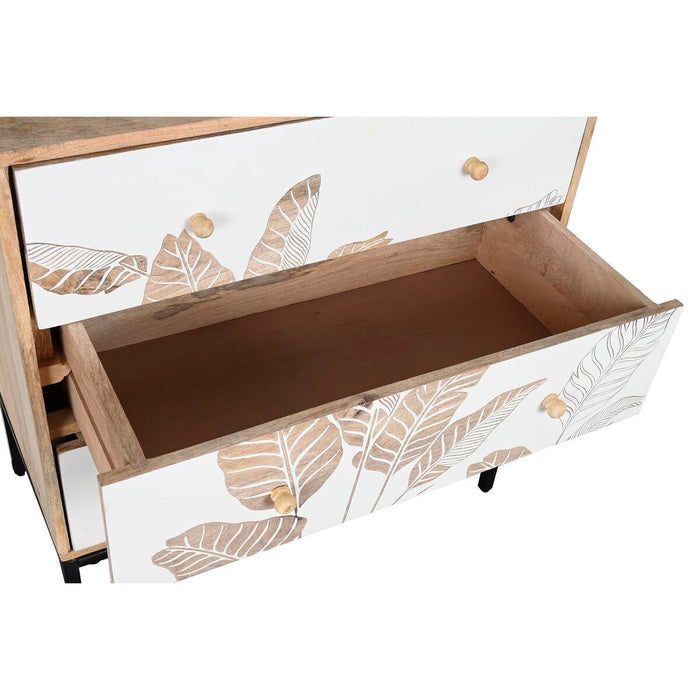 Comodă DKD Home Decor Natural Negru Metal Alb Lemn de mango Tropical (75 x 40 x 80 cm)