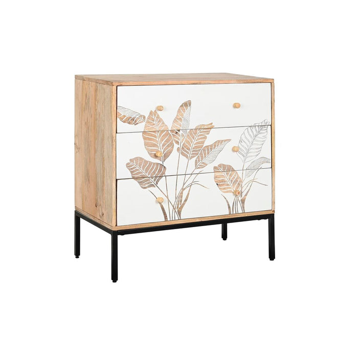 Comodă DKD Home Decor Natural Negru Metal Alb Lemn de mango Tropical (75 x 40 x 80 cm)