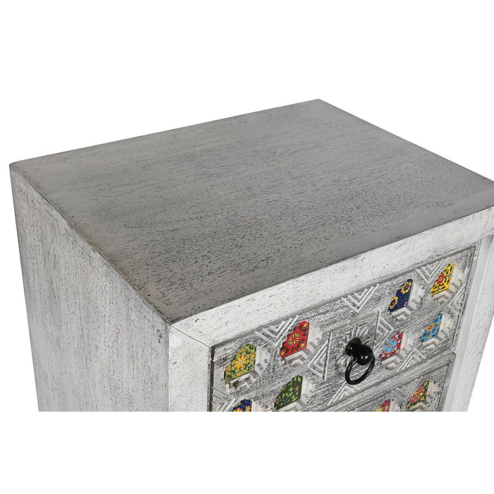 Dulap cu Sertare DKD Home Decor Alb Gri Ceramică Lemn de mango Indian 45 x 35 x 107 cm