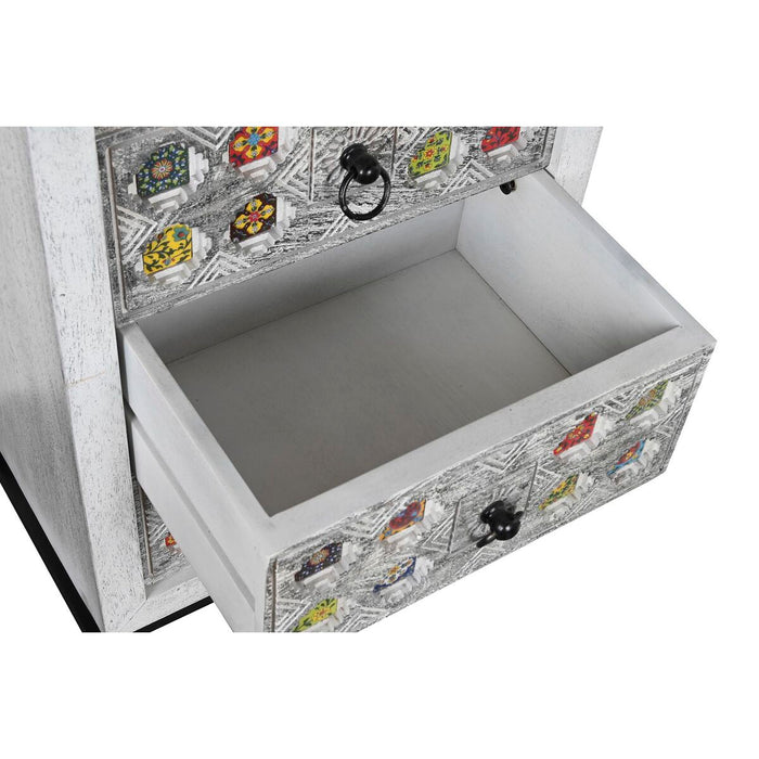 Dulap cu Sertare DKD Home Decor Alb Gri Ceramică Lemn de mango Indian 45 x 35 x 107 cm