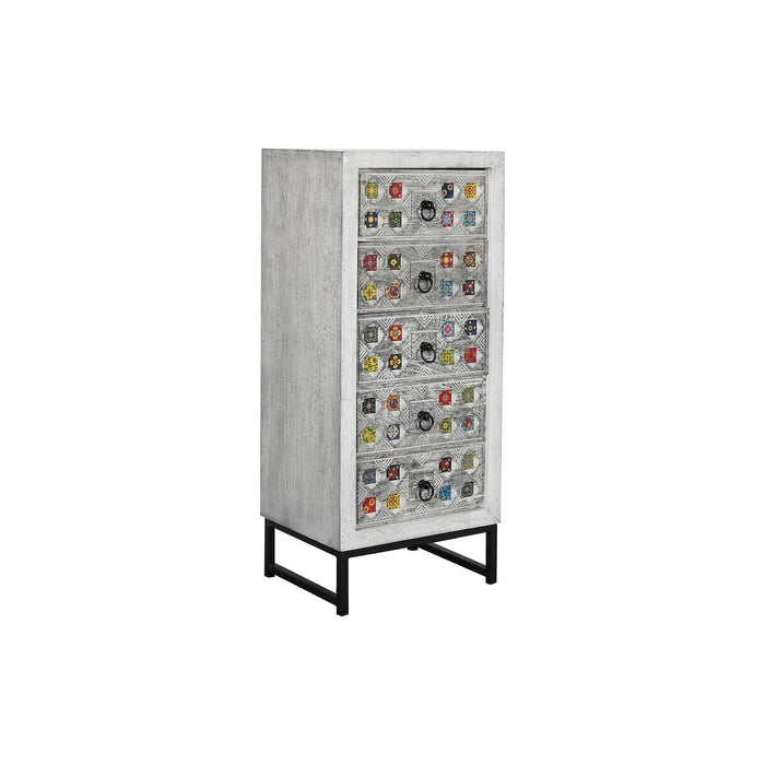 Dulap cu Sertare DKD Home Decor Alb Gri Ceramică Lemn de mango Indian 45 x 35 x 107 cm